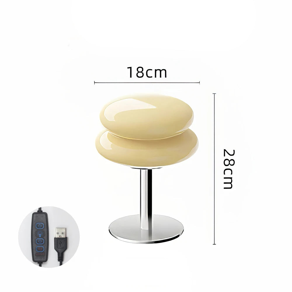 Tri-Chromatic Glass Table Lamp – Dimmable Night Light for Bedroom & Lounge