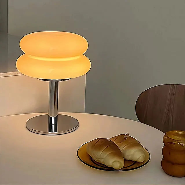 Tri-Chromatic Glass Table Lamp – Dimmable Night Light for Bedroom & Lounge